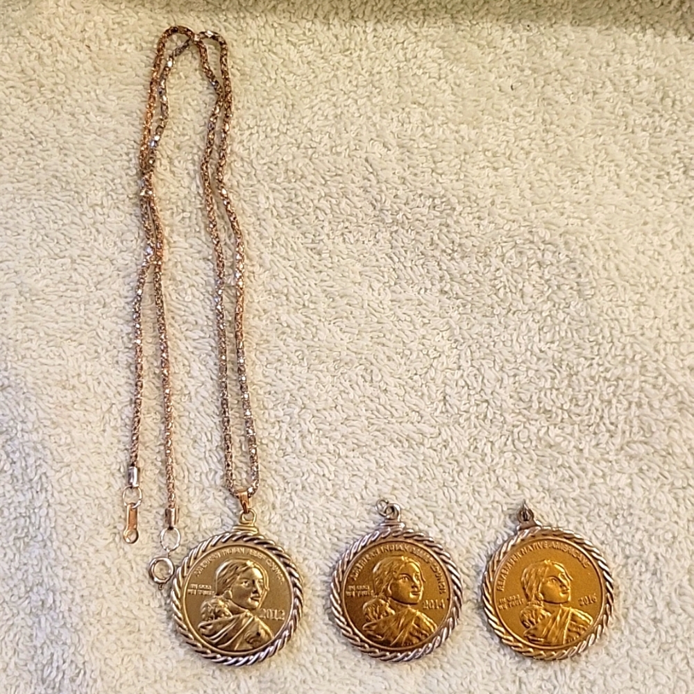 3 Sacagewea Pendants with 20 " chain